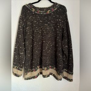 Fashion Bug Vintage Y2K Womens Embroidered Floral Knit Sweater Size 26/28W